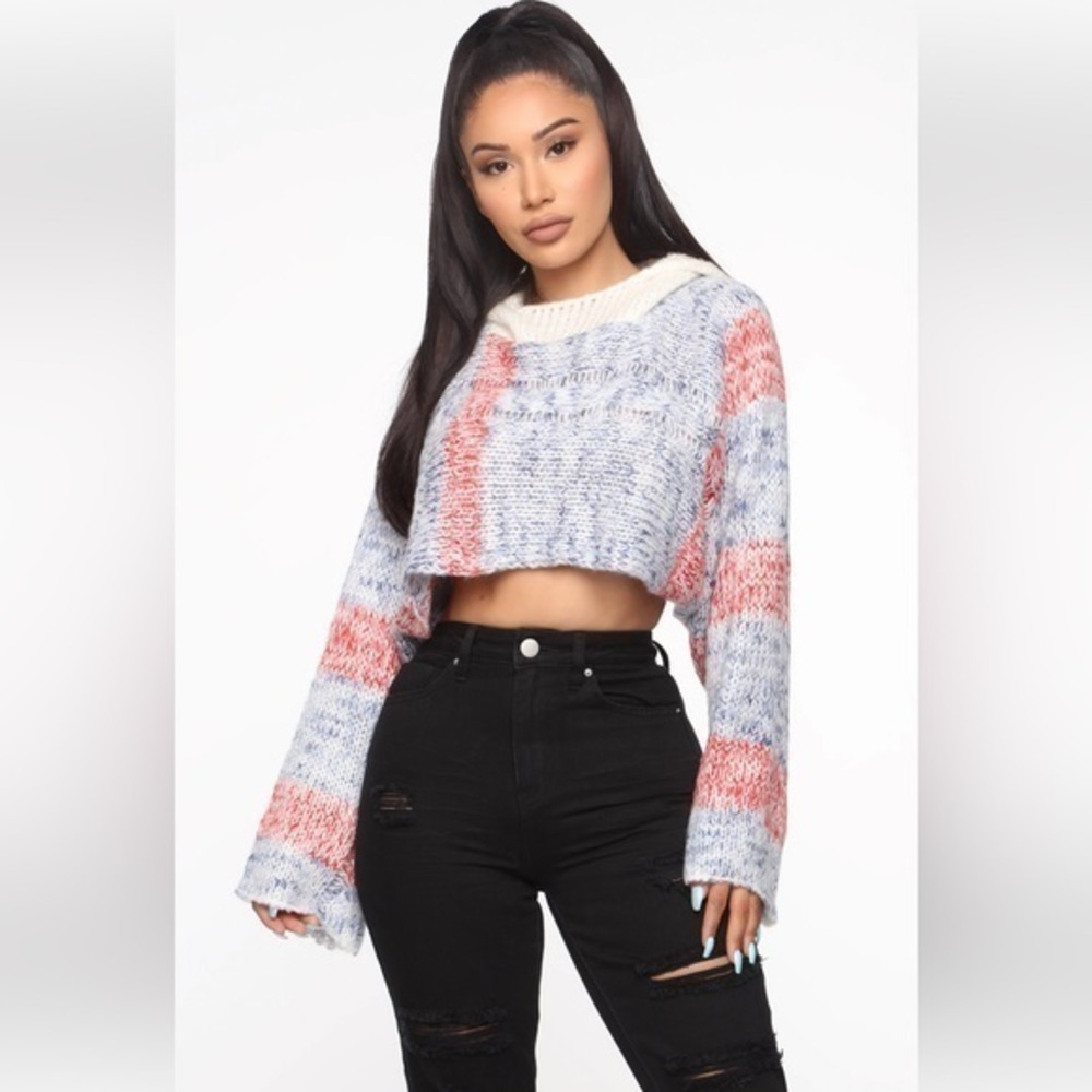NWT Beuhla Style Lounge Around Cropped Sweater - Blue/combo Multi One size - Picture 1 of 9